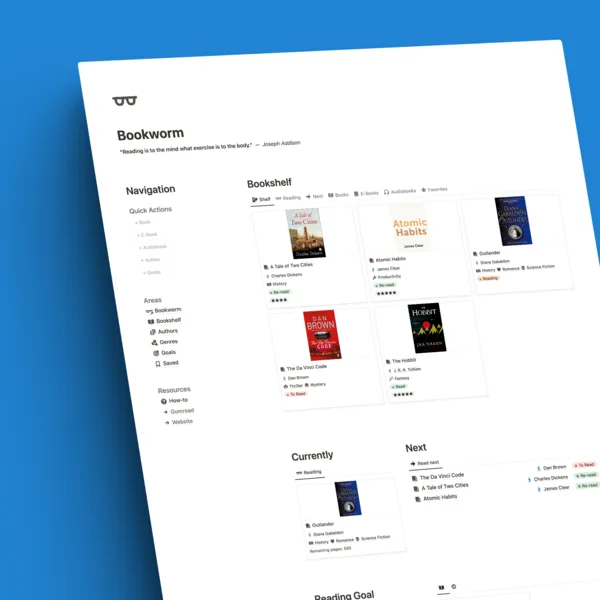 Bookworm Notion template cover